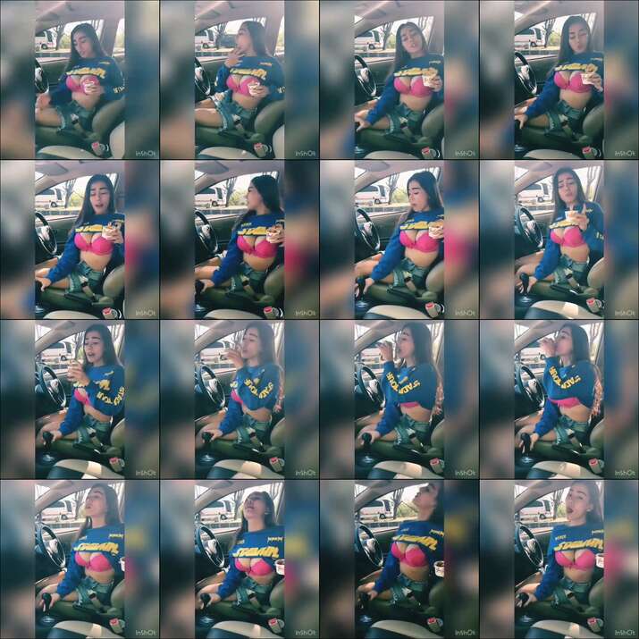 Video Makan Eskrim Pamer Bh Pink Di Mobil